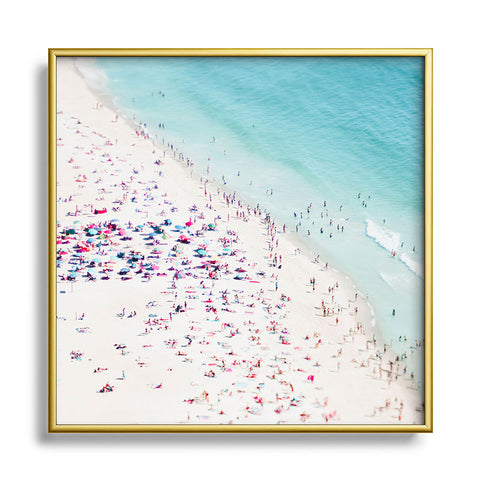 Ingrid Beddoes Summer beach love Metal Square Framed Art Print