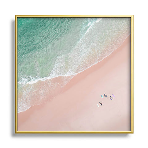 Ingrid Beddoes Surf Yoga Metal Square Framed Art Print
