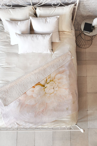 Ingrid Beddoes Vanilla Truffle Dahlia Fleece Throw Blanket