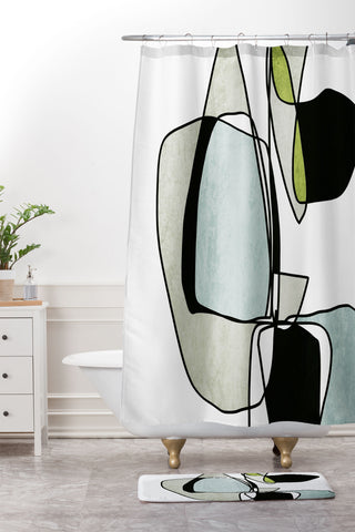 Irena Orlov Abstract Line Art 15 Shower Curtain And Mat