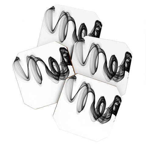 Irena Orlov Black and White Modern Minimal 87 Coaster Set