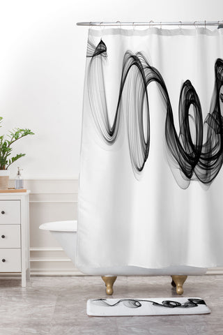 Irena Orlov Black and White Modern Minimal 87 Shower Curtain And Mat