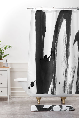Iris Lehnhardt b and w strokes 4 Shower Curtain And Mat