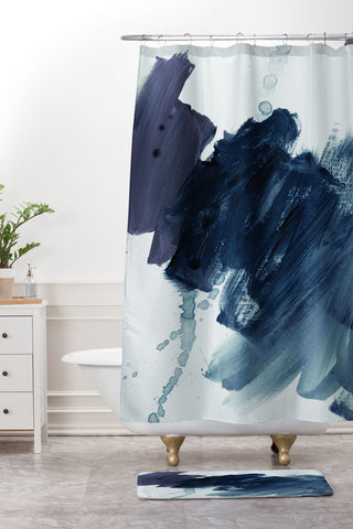 Iris Lehnhardt brushstrokes 11 bluish Shower Curtain And Mat