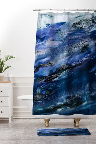 Iris Lehnhardt floating blues Shower Curtain And Mat