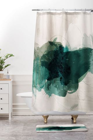 Iris Lehnhardt gestural abstraction 02 Shower Curtain And Mat