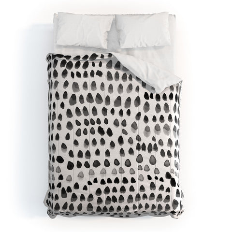 Iris Lehnhardt painted dots black Comforter