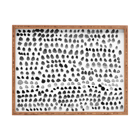 Iris Lehnhardt painted dots black Rectangular Tray