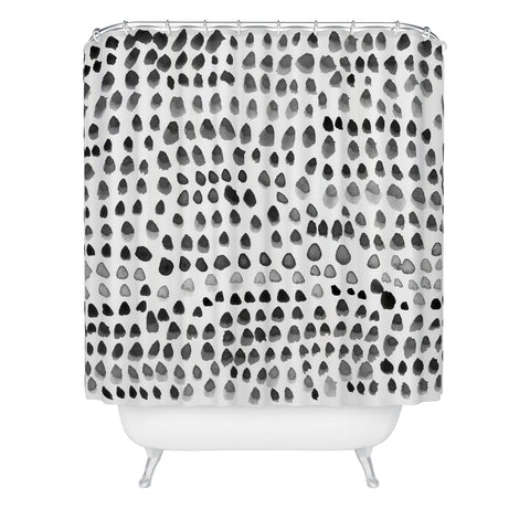 Iris Lehnhardt painted dots black Shower Curtain