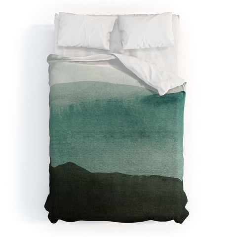 Iris Lehnhardt Valleys deep mountains high Duvet Cover