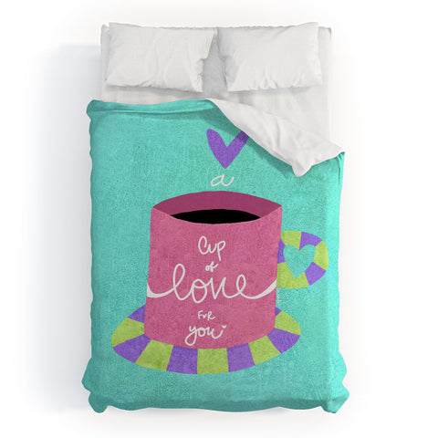 Isa Zapata A cup of love for you Duvet Cover