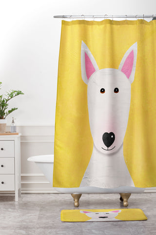 Isa Zapata Bull Terrier love Shower Curtain And Mat