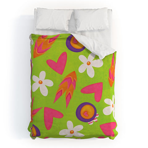 Isa Zapata Candy Flowers Duvet Cover