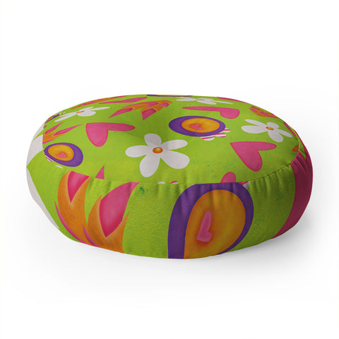 Isa Zapata Candy Flowers Floor Pillow Round