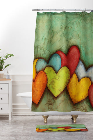 Isa Zapata Chain Of Love Shower Curtain And Mat