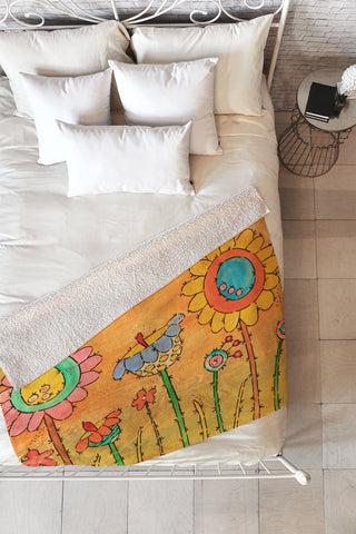 Isa Zapata Festive Garden Fleece Throw Blanket