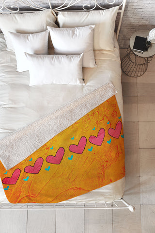 Isa Zapata Love Is In The Air Orange Fleece Throw Blanket