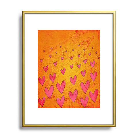 Isa Zapata Love Shower Orange Metal Framed Art Print