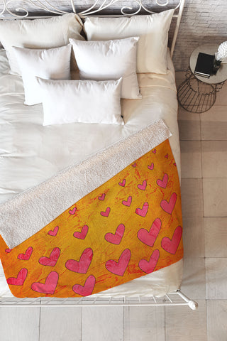 Isa Zapata Love Shower Orange Fleece Throw Blanket
