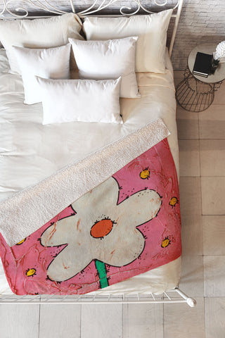 Isa Zapata The Flower Pink BK Fleece Throw Blanket