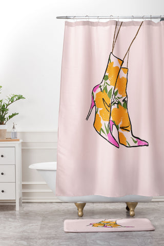 isabelahumphrey Floral Boots Shower Curtain And Mat