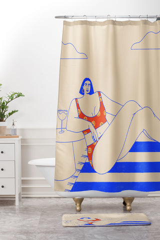 isabelahumphrey I Need a Drink Shower Curtain And Mat