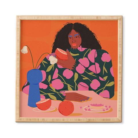 isabelahumphrey Still Life of a Woman with Dessert and Fruit Framed Wall Art