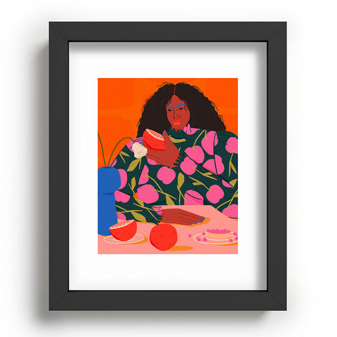 isabelahumphrey Still Life of a Woman with Dessert and Fruit Recessed Framing Rectangle