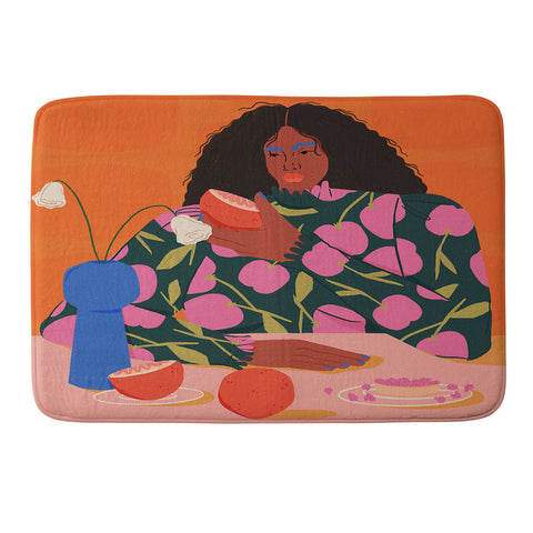isabelahumphrey Still Life of a Woman with Dessert and Fruit Memory Foam Bath Mat