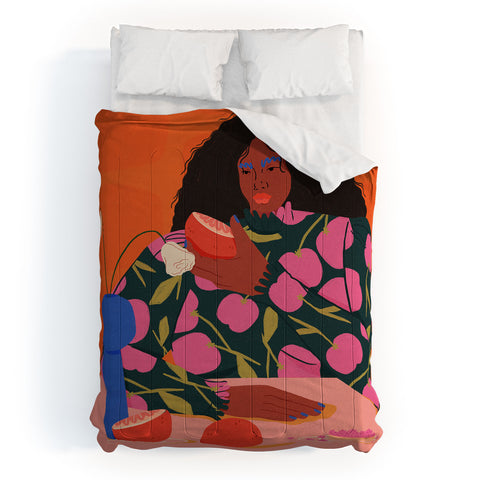isabelahumphrey Still Life of a Woman with Dessert and Fruit Comforter