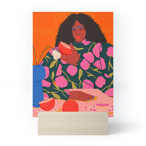 isabelahumphrey Still Life of a Woman with Dessert and Fruit Mini Art Print