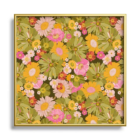 Iveta Abolina 70s Garden Metal Square Framed Art Print