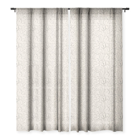 Iveta Abolina Abstract Lines Gray Sheer Window Curtain