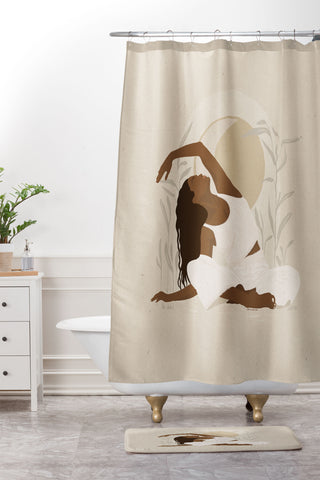 Iveta Abolina Addison Yoga Girl Shower Curtain And Mat