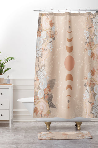 Iveta Abolina Aeris Coral Moon Shower Curtain And Mat
