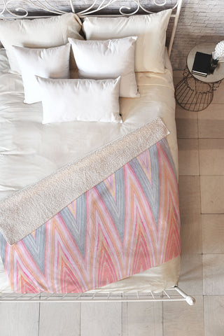 Iveta Abolina Agate Chevron Fleece Throw Blanket