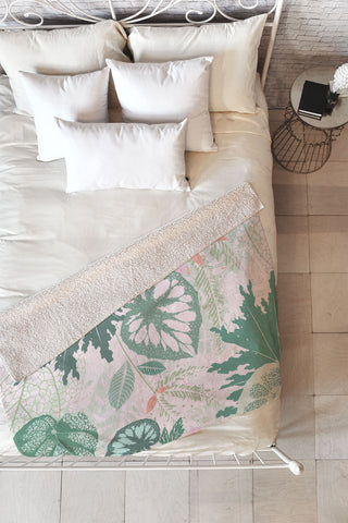 Iveta Abolina Alocasia Garden Green Fleece Throw Blanket