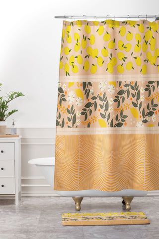 Iveta Abolina Benoite Blush Lemons Shower Curtain And Mat