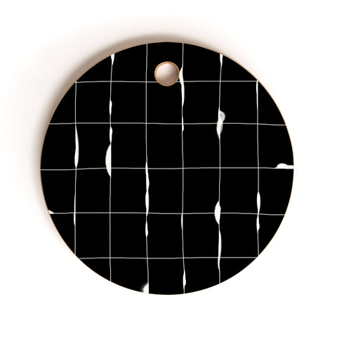 Iveta Abolina Between the Lines Black Cutting Board Round
