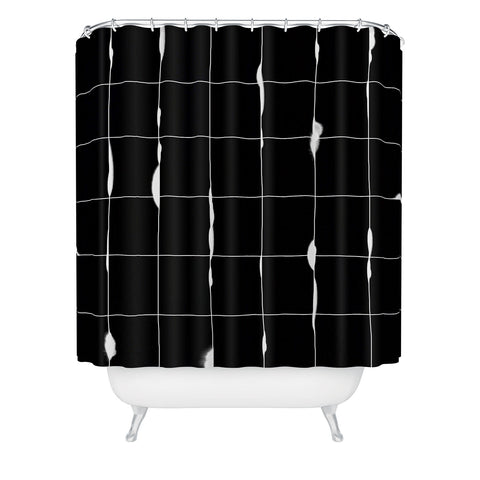 Iveta Abolina Between the Lines Black Shower Curtain