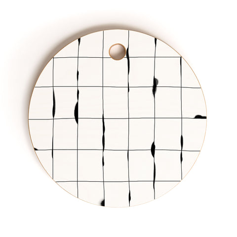 Iveta Abolina Between the Lines White Cutting Board Round