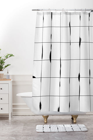 Iveta Abolina Between the Lines White Shower Curtain And Mat