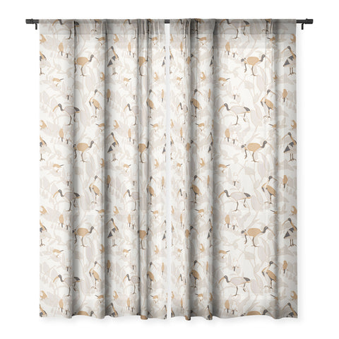 Iveta Abolina Birds and Vines Cream Sheer Window Curtain