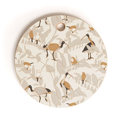 Iveta Abolina Birds and Vines Cream Cutting Board Round