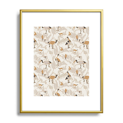 Iveta Abolina Birds and Vines Cream Metal Framed Art Print