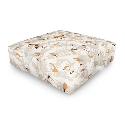 Iveta Abolina Birds and Vines Cream Outdoor Floor Cushion