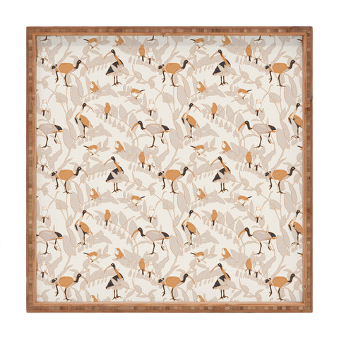 Iveta Abolina Birds and Vines Cream Square Tray