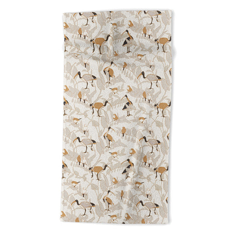 Iveta Abolina Birds and Vines Cream Beach Towel