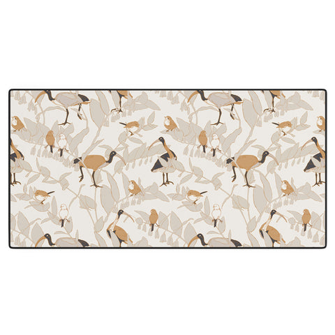 Iveta Abolina Birds and Vines Cream Desk Mat