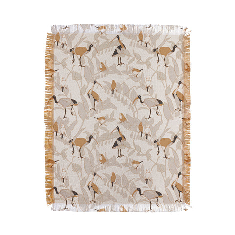 Iveta Abolina Birds and Vines Cream Throw Blanket